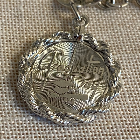 Wells Vintage sterling silver charm bracelet JMF Rhode Island bells Clover Grad - Picture 4 of 16